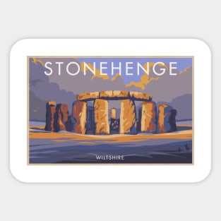 Vintage British Travel Poster: Stonehenge in Wiltshire Sticker